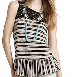 FREE PEOPLE Retro Molly Peplum Eyelet Top Size Small